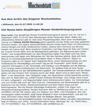 Wochenblatt ARCHIV 1. Juli 2005