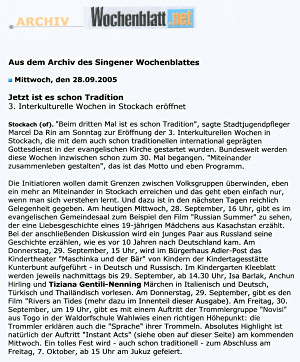 Wochenblatt ARCHIV 28. September 2005