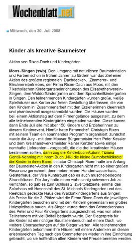 Bericht Singener Wochenblatt 30.Juli 2008